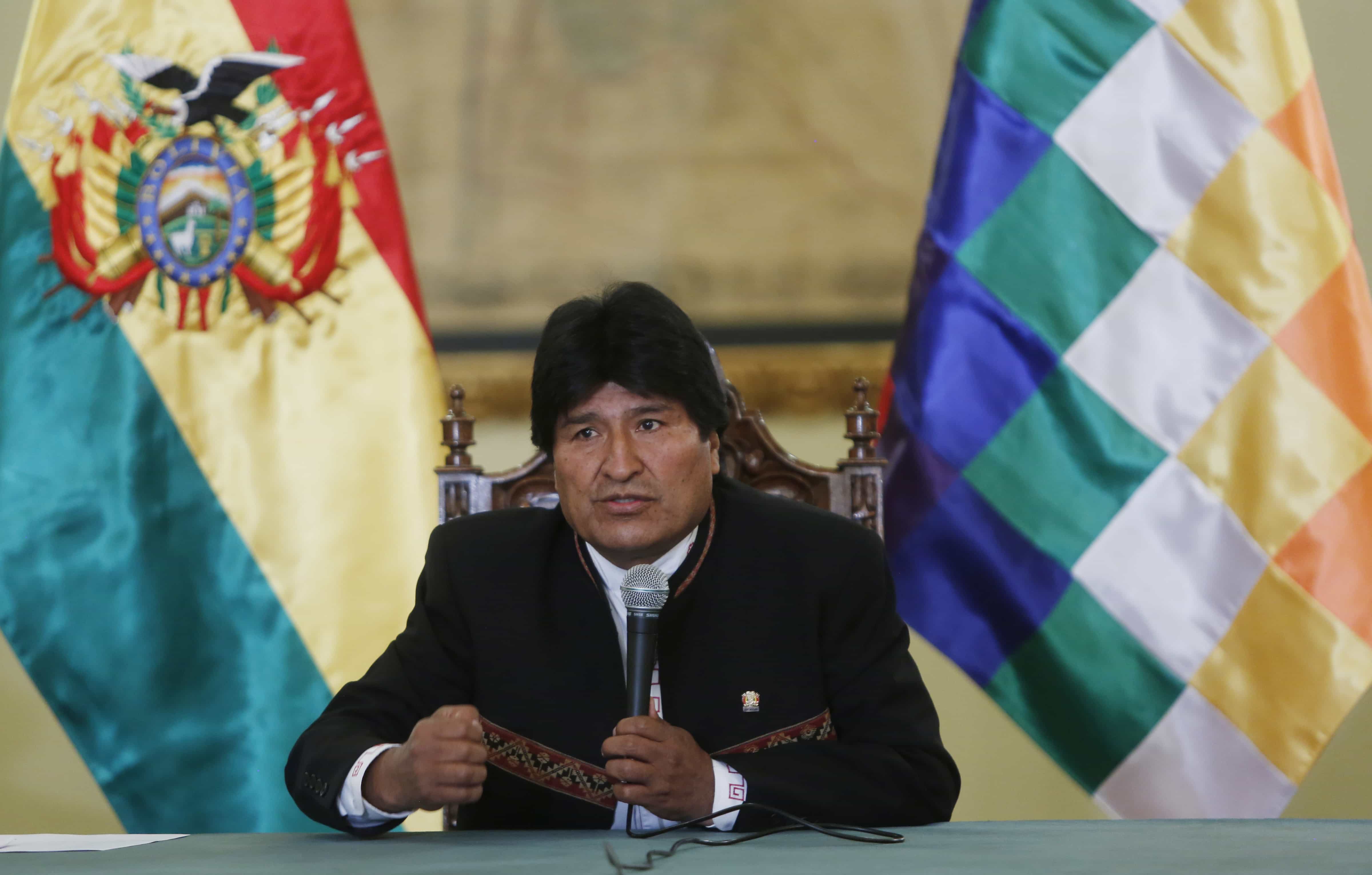 Bolivia's President Evo Morales speaks during a press conference at the government palace in La Paz, Bolivia, February 2016, AP Photo/Juan Karita