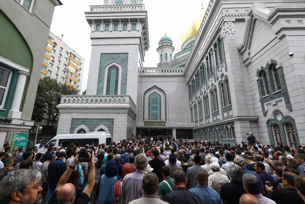 A farewell ceremony for journalist Orkhan Dzhemal, one of the three Russian journalists killed in the CAR, at the Cathedral Mosque, in Moscow, 7 August 2018, Mikhail TereshchenkoTASS via Getty Images