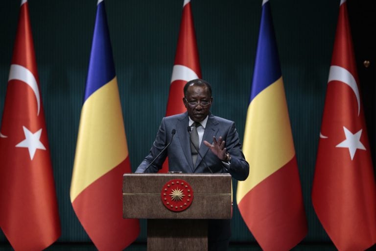 Chadian President Idriss Deby Itno makes a speech during a joint press conference with Turkish President Recep Tayyip Erdogan in Ankara, Turkey, 27 February 2019, Metin Aktas/Anadolu Agency/Getty Images