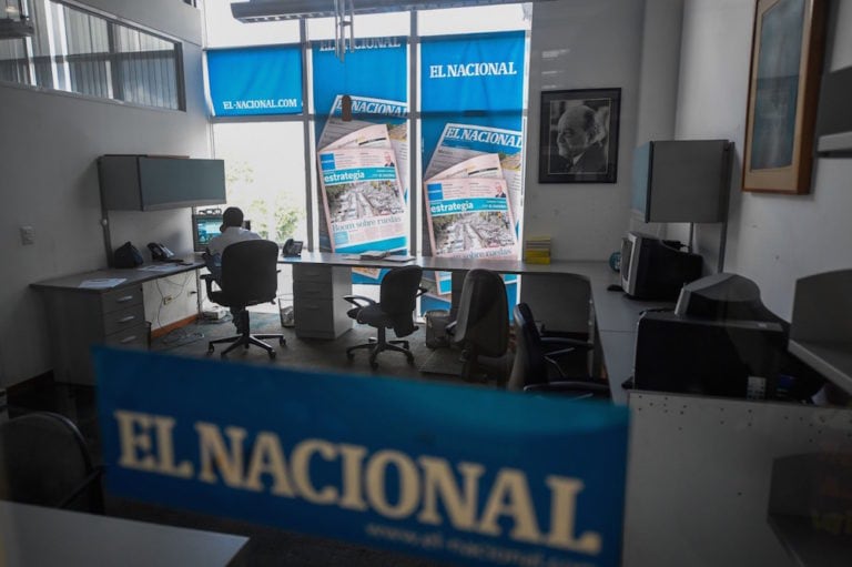 An employee at the offices of "El Nacional" newspaper, Caracas, Venezuela, 14 June 2019, FEDERICO PARRA/AFP via Getty Images